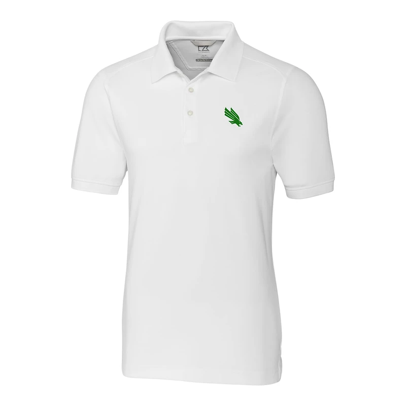 Men's Cutter & Buck White North Texas Mean Green Advantage Eco Tri-Blend Pique Polo
