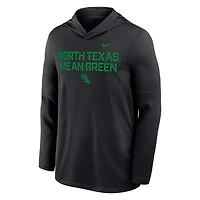 Men's Nike  Black North Texas Mean Green Sideline Dri-FIT Lightweight Hooded Top
