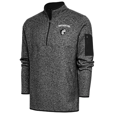 Veste à enfiler Fortune quart de zip pour homme, coloris noir chiné, des Huskies du Nord-Est d'Antigua
