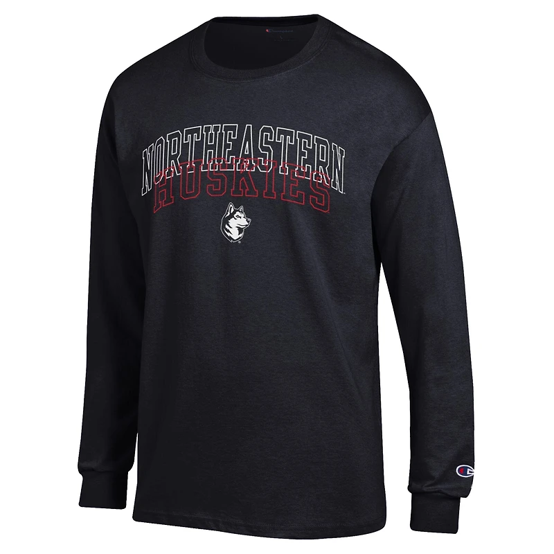 Men's Champion  Black Northeastern Huskies Team Long-Sleeve T-Shirt