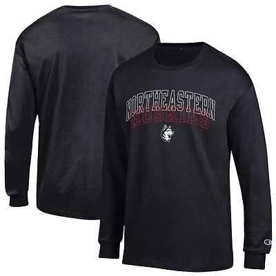 Men's Champion  Black Northeastern Huskies Team Long-Sleeve T-Shirt