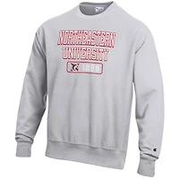 Sweat-shirt gris Champion Northeastern Huskies Reverse Weave Crew pour hommes