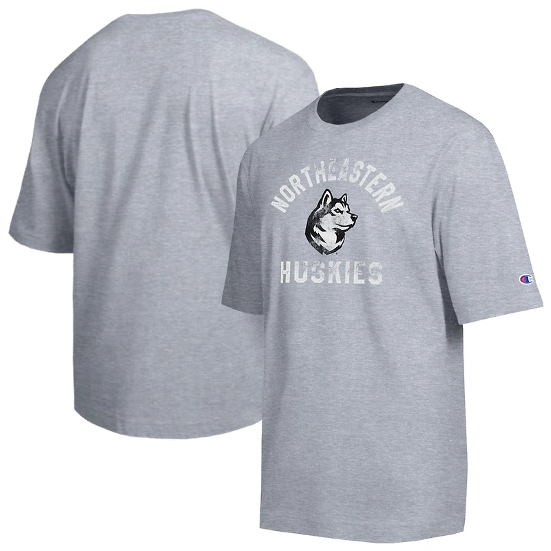 Men's Champion Heather Gray Northeastern Huskies Weathered Team T-Shirt