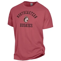 Men's ComfortWash Red Northeastern Huskies Arch Logo Garment Dyed T-Shirt