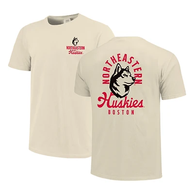 T-shirt crème pour homme avec motif mascotte des Northeastern Huskies
