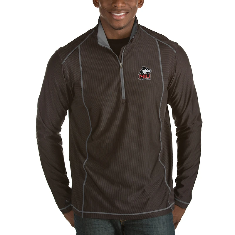 Veste à enfiler Tempo Desert Dry noire pour homme des Huskies du Nord de l'Illinois, avec demi-zip
