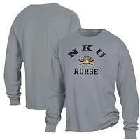 Men's ComfortWash Gray Northern Kentucky University Norse Arch Logo Garment Dyed Long Sleeve T-Shirt