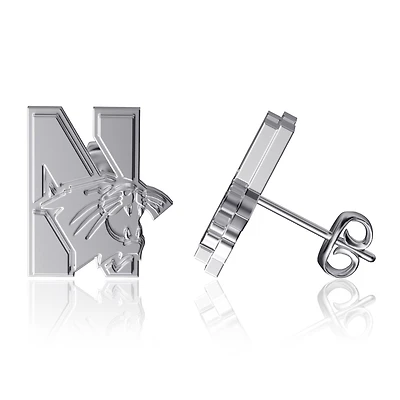 Dayna Designs Boucles d'oreilles argentées avec logo de l'équipe Northwestern Wildcats