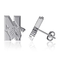 Dayna Designs Boucles d'oreilles argentées avec logo de l'équipe Northwestern Wildcats