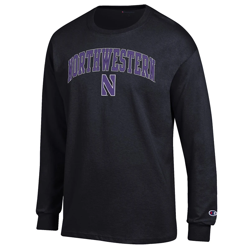 Men's Champion  Black Northwestern Wildcats Arch Over Logo Long Sleeve T-Shirt