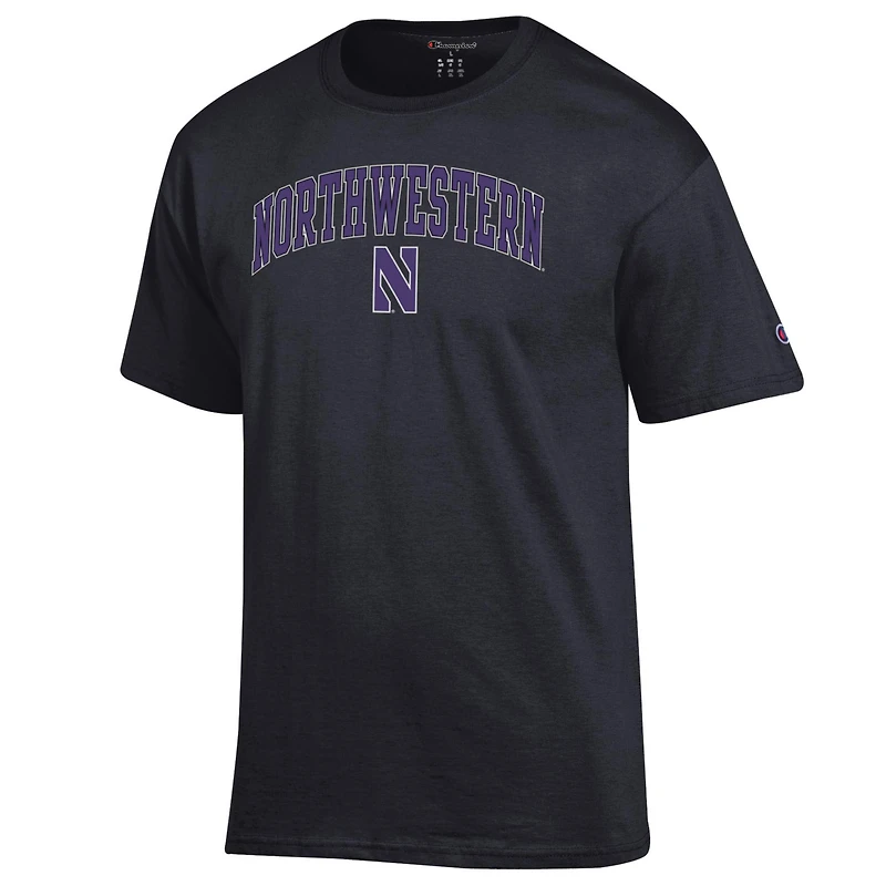 T-shirt noir Champion Northwestern Wildcats avec logo arqué pour homme