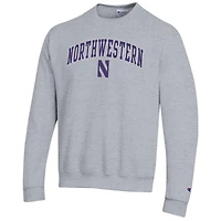 Men's Champion  Heather Gray Northwestern Wildcats Arch Over Logo Pullover Sweatshirt