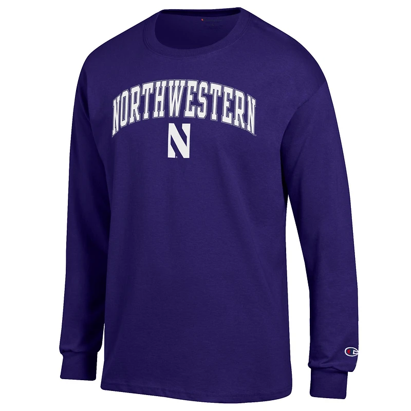 Men's Champion  Purple Northwestern Wildcats Arch Over Logo Long Sleeve T-Shirt