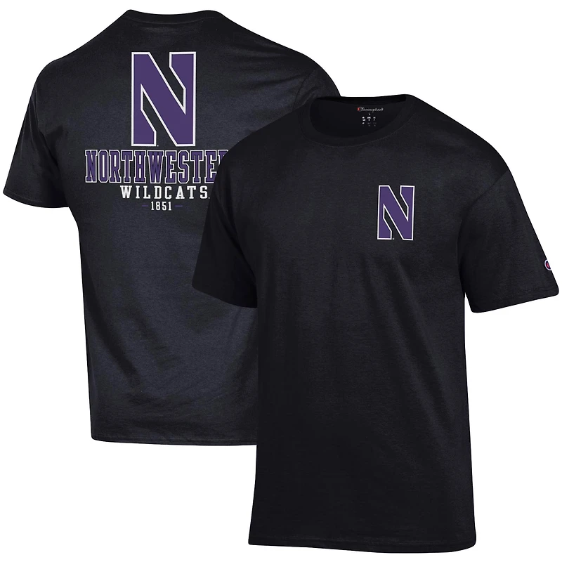 T-shirt Champion Black Northwestern Wildcats Stack 2-Hit pour homme
