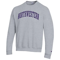 Sweat-shirt en polaire à col rond Champion Heather Grey pour homme, motif Wildcats du Nord-Ouest