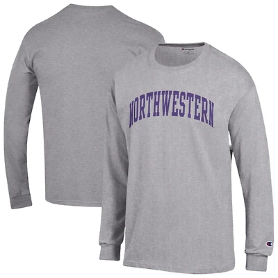 T-shirt à manches longues Champion Heather Grey Northwestern Wildcats Basic Arch pour homme