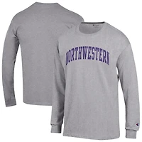 Men's Champion  Heather Gray Northwestern Wildcats Basic Arch Long Sleeve T-Shirt
