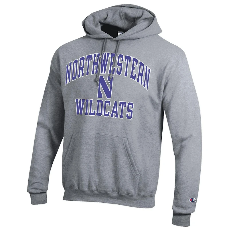 Chandail à capuchon enfiler moteur élevé Northwestern Wildcats Champion gris chiné pour hommes