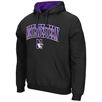 Men's Colosseum Black Northwestern Wildcats Arch & Logo 3.0 Pullover Hoodie