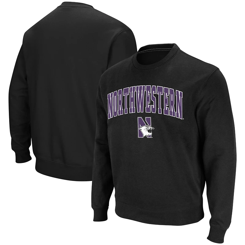 Sweat-shirt à col rond Colosseum noir pour homme, orné du logo et de l'arche des Northwestern Wildcats