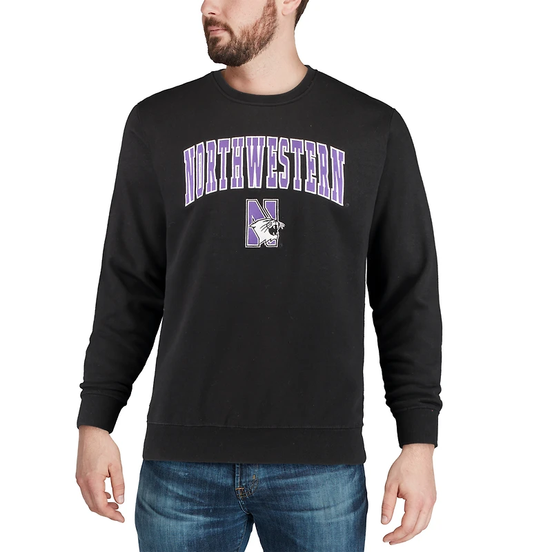Sweat-shirt à col rond Colosseum noir pour homme, orné du logo et de l'arche des Northwestern Wildcats