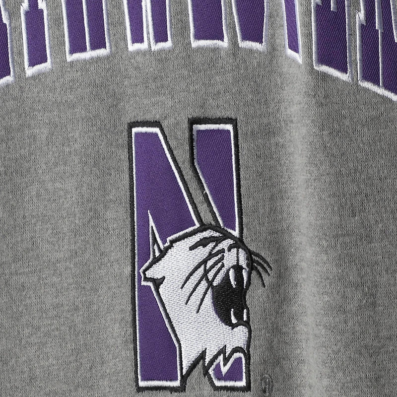 Colosseum gris chiné Northwestern Wildcats Arch & Logo Crew Neck Sweatshirt pour homme