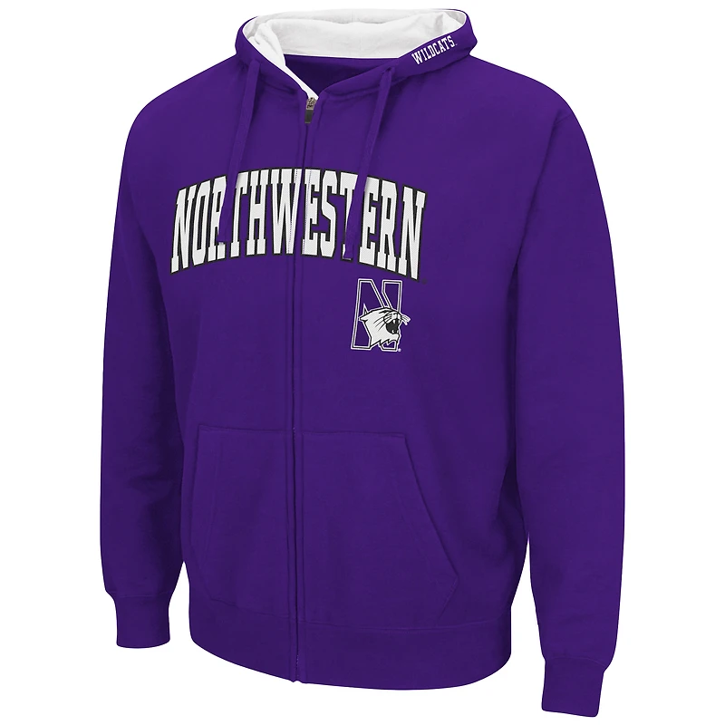 Men's Colosseum Purple Northwestern Wildcats Arch & Logo 3.0 Full-Zip Hoodie
