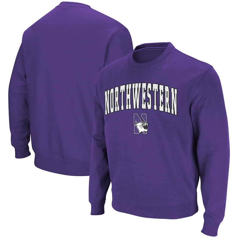 Men's Colosseum Purple Northwestern Wildcats Arch & Logo Crew Neck Sweatshirt