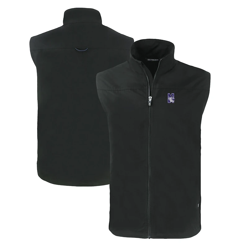 Men's Cutter & Buck  Black Northwestern Wildcats Big Tall Charter Eco Full-Zip Vest