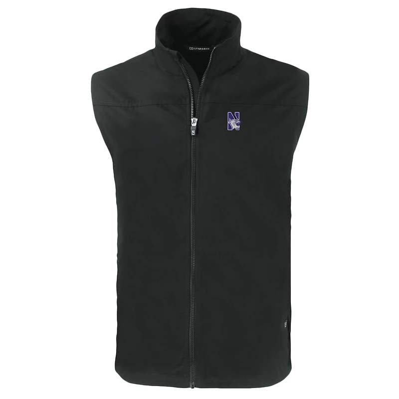 Men's Cutter & Buck  Black Northwestern Wildcats Big Tall Charter Eco Full-Zip Vest