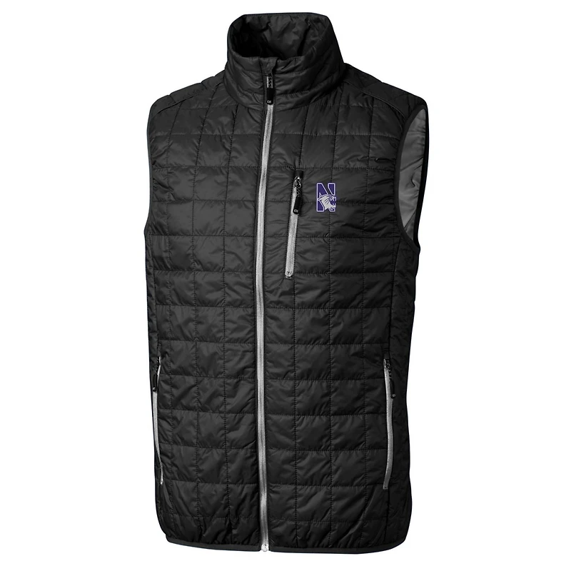 Gilet matelassé entièrement zippé Rainier PrimaLoft Eco pour homme, noir, des Wildcats du Nord-Ouest, de taille grande et
