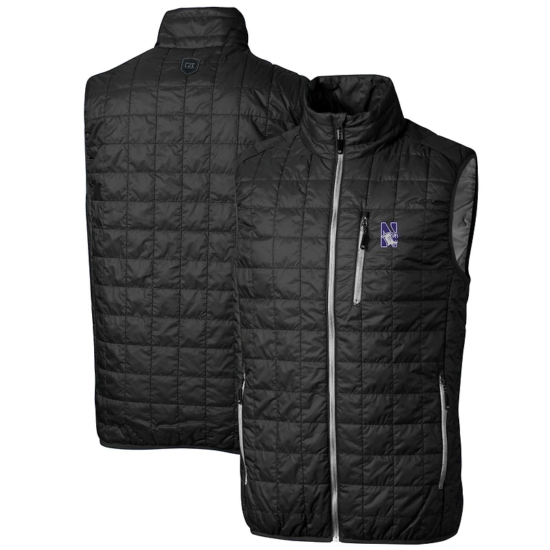 Gilet matelassé entièrement zippé Rainier PrimaLoft Eco pour homme, noir, des Wildcats du Nord-Ouest, de taille grande et