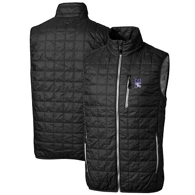 Gilet matelassé entièrement zippé Rainier PrimaLoft Eco pour homme, noir, des Wildcats du Nord-Ouest, de taille grande et