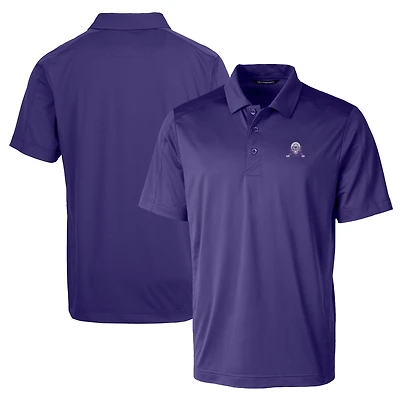 Polo texturé stretch grande taille Cutter & Buck violet pour homme, logo de l'équipe Northwestern Wildcats.