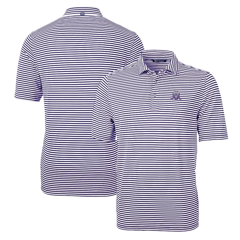 Polo Cutter & Buck violet Northwestern Wildcats Throwback Logo Virtue Eco Pique Stripe en tissu recyclé pour homme