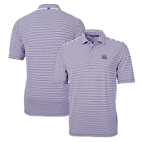 Polo Cutter & Buck violet Northwestern Wildcats Throwback Logo Virtue Eco Pique Stripe en tissu recyclé pour homme