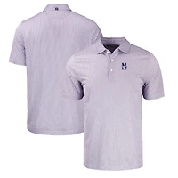 Men's Cutter & Buck White/White Northwestern Wildcats Pike Eco Symmetry Print Stretch Recycled Polo