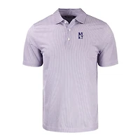 Men's Cutter & Buck White/White Northwestern Wildcats Pike Eco Symmetry Print Stretch Recycled Polo