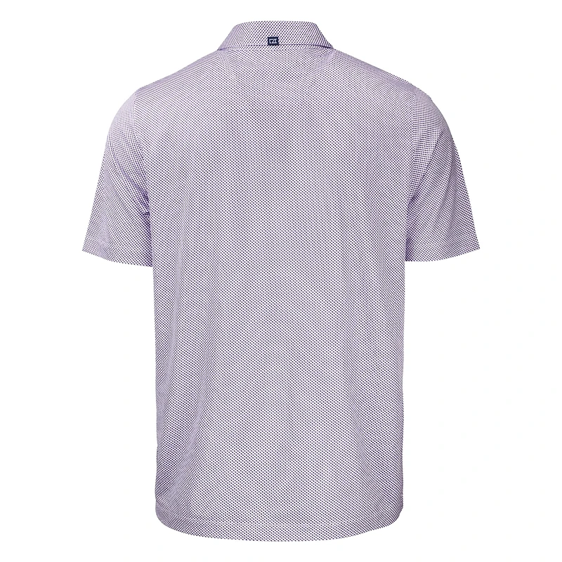 Men's Cutter & Buck White/White Northwestern Wildcats Pike Eco Symmetry Print Stretch Recycled Polo