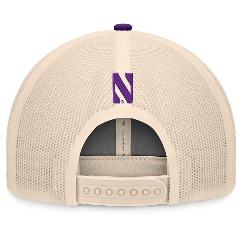 Casquette ajustable Bennett Trucker pour homme Top of the World violette/naturelle Northwestern Wildcats
