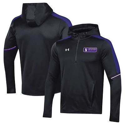 Sweat à capuche quart de zip Under Armour pour hommes, noir, Northwestern Wildcats 2023 Sideline