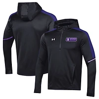 Sweat à capuche quart de zip Under Armour pour hommes, noir, Northwestern Wildcats 2023 Sideline