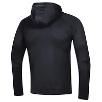 Men's Under Armour Black Northwestern Wildcats 2023 Sideline Tech Hooded Raglan Long Sleeve T-Shirt