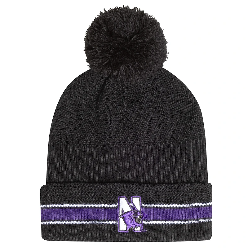 Men's Under Armour Black Northwestern Wildcats City Collection Drive Cuffed Knit Hat with Pom