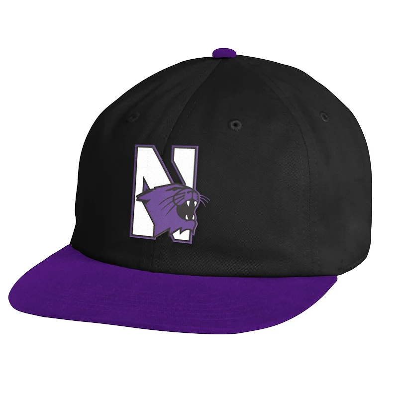 V110794 Nwstrn NT96 NCAA UAR FA25 City Noir Northwestern Collection SG Coton lavé Low Crown Flatbill HATMENSNP UC2341-NWCB