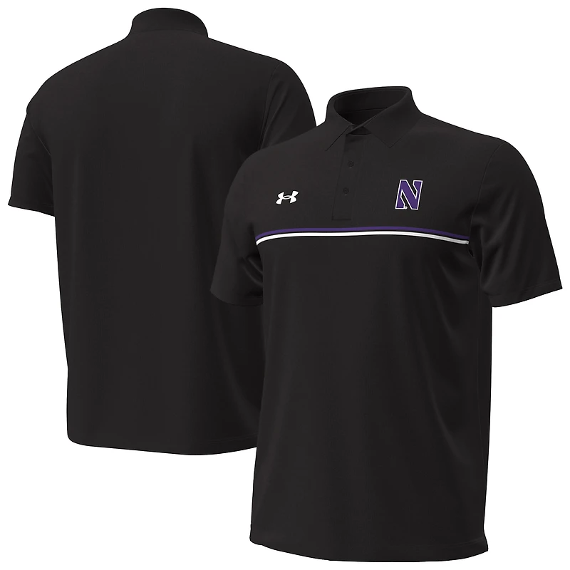 Polo Under Armour Performance Drive Chest Stripe noir pour homme des Wildcats du Nord-Ouest
