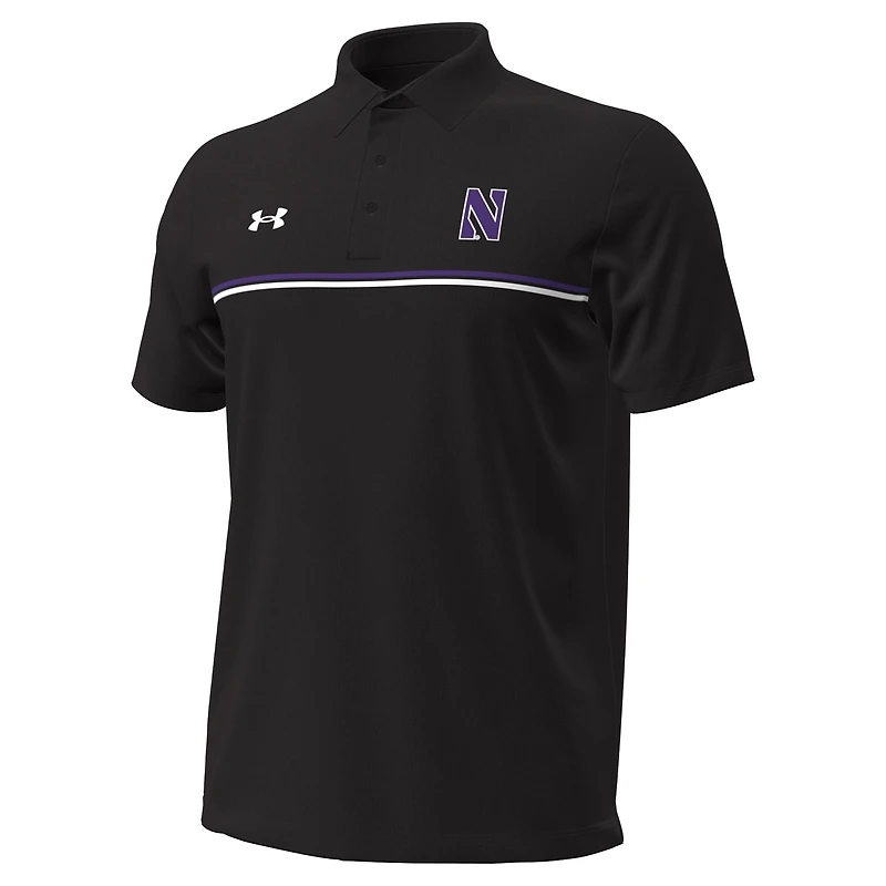 Polo Under Armour Performance Drive Chest Stripe noir pour homme des Wildcats du Nord-Ouest