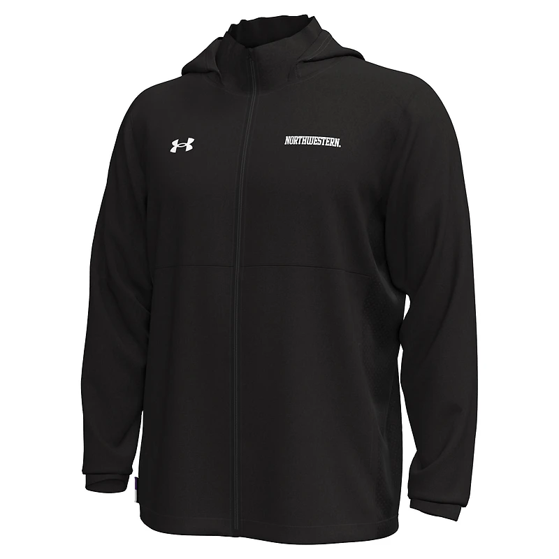 Men's Under Armour Black Northwestern Wildcats Rival Stretch Woven Full-Zip Hoodie Jacket