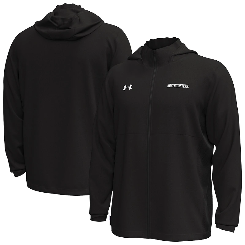 Men's Under Armour Black Northwestern Wildcats Rival Stretch Woven Full-Zip Hoodie Jacket