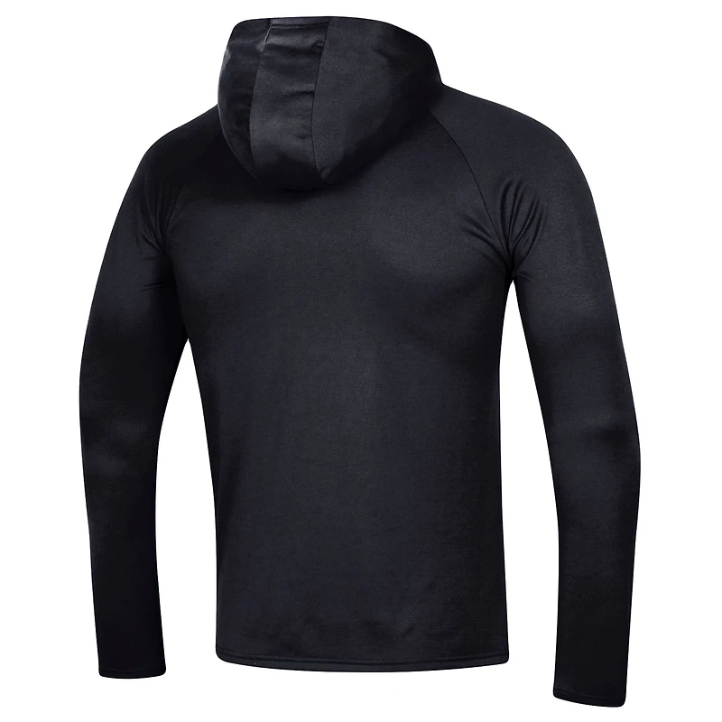 Men's Under Armour  Black Northwestern Wildcats School Logo Raglan Long Sleeve Hoodie Performance T-Shirt